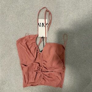 Zara Women's Cut Out Halter Top in Dusty Pink